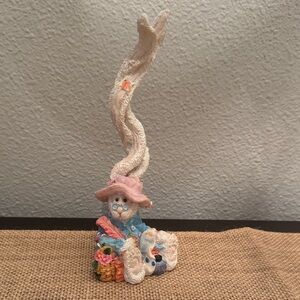 Whimsical Blue and Pink Ceramic Bunny